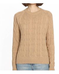 Minnie Rose - Cotton Cable Crew Sweater - Lyst
