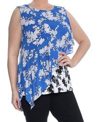 Alfani - Asymmetrical Mixed Print Sleeveless Jewel Neck Top - Lyst