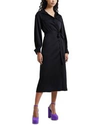 French Connection - Harlow Satin Wrap Dress - Lyst