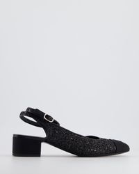 Chanel - Glitter Slingback With Cc Logo Detail And Silver Hardware - Lyst