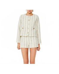 Suncoo - Diane Collarless Striped Button Up Jacket - Lyst