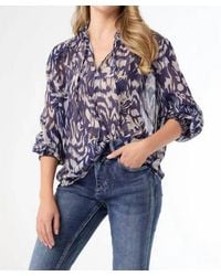 Coco + Carmen - Ravenna Sheer Print V-Neck Blouse - Lyst