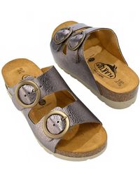 Plakton - Cora Slide On Dual Strap Adjustable Sandals - Lyst