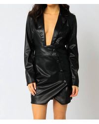 Olivaceous - Faux Leather Blazer Dress - Lyst
