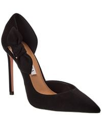 Aquazzura - Very Bow Tie 105 Suede Pump - Lyst