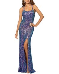 Betsy & Adam - Lace Up Back Long Evening Dress - Lyst