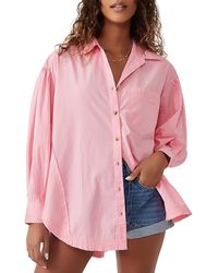 Free People - Collared 100% Cotton Button-down Top - Lyst
