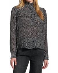 Apny - Ruffle Half Placket Blouse - Lyst