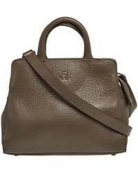 Aigner - Dark Grained Leather Cybill Tote - Lyst