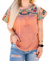 Layerz Clothing - Embroidered Butterfly Sleeve Top - Lyst