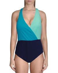 Jantzen - Colorblock Criss-cross Back One-piece Swimsuit - Lyst