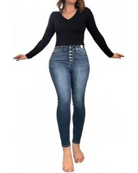 Judy Blue - Jayme High Rise Button Fly Skinny Jeans - Lyst