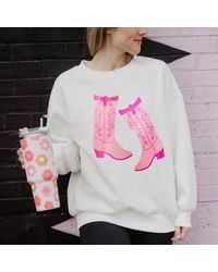 Katydid - Kicking Boots Western Graphic Sweatshirt - Lyst