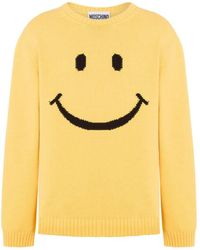 Moschino - Cotton Blend Knit Sweater With Playful Embroidery - Lyst