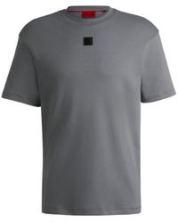 HUGO - Interlock-Cotton Regular-Fit T-Shirt With Stacked Logo - Lyst
