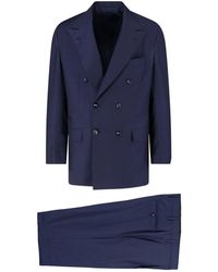 Kiton - Double-Breasted Peaked Lapel Wool Suit - Lyst