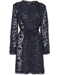 P.A.R.O.S.H. - Long Floral Lace Jacket With Belted Waist - Lyst