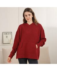 TRUEDAMES - Cozy Solid Color Hooded Sweater With Pocket - Lyst