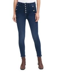 7 For All Mankind - Portia Mid Rise Button Fly Skinny Jeans - Lyst
