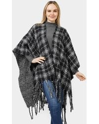 TRUEDAMES - Reversible Plaid Check Patterned Cape Poncho - Lyst