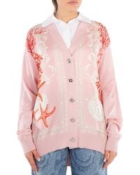 Versace - Barocco Sea Panelled V-Neck Cardigan - Lyst