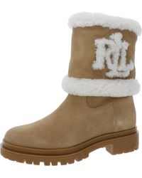 Lauren by Ralph Lauren - Carter Cow Leather/curly Shearling Sheep Winter Mid-calf Boots - Lyst