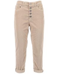 Dondup - Five-Pocket High-Waisted Pants With Rolled Cuffs And Decorative Buttons - Lyst