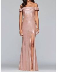 Faviana - Classic Metallic Off The Shoulder Gown - Lyst