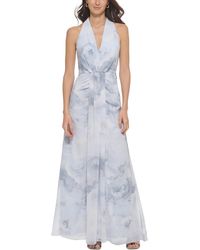 Calvin Klein - Chiffon Floral Evening Dress - Lyst