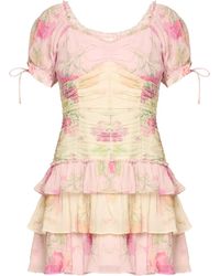 Love Moschino - Loveshackfancy Jupe Puff-sleeve Tiered Ruffle Mini Dress - Lyst