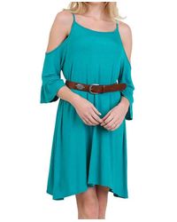 Umgee - Open Shoulder Ruffle Sleeve Dress - Lyst