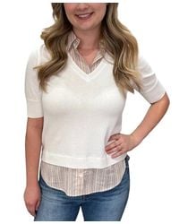 J. Society - Short Sleeved Twofer Blouse - Lyst