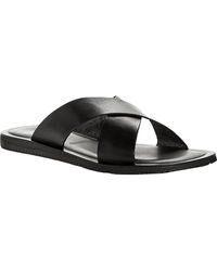 The Men's Store - Leather Slip On Slide Sandals - Lyst