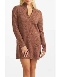 Monrow - Marled Wool Cashmere Half Zip Sweater Dress - Lyst