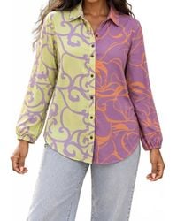 SurelyMine - Color Block Button Down Blouse - Lyst