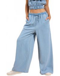 Sadie & Sage - Salma Wide Leg Chambray Pants - Lyst