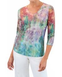 Fdj - Three-Quarter Sleeve V-Neck Top - Lyst