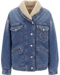 Isabel Marant - Light Faux Fur Lined Denim Jacket - Lyst