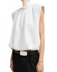 Tibi - Quilted Waffle Shirred Neck Top - Lyst