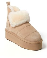Dearfoams - Fireside By Bayswater Genuine Shearling Quilted Platform Bootie - Lyst