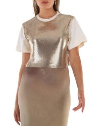 Rabanne - Sequin Short-Sleeve Cropped Top - Lyst
