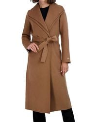 Tahari - Maxi Double Face Belted Wrap Coat - Lyst