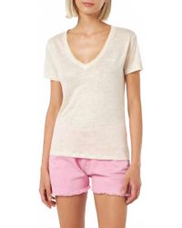 MC2 Saint Barth - Linen Jersey Off- V-Neck T-Shirt Eloise - Lyst