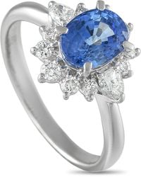 LB Exclusive - Platinum 0.60Ct Diamond And Sapphire Sunburst Ring Mf11-073025 - Lyst