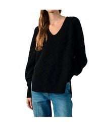 White + Warren - Cashmere Ribbed Blouson Sleeve V Neck Sweater - Lyst