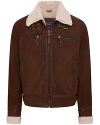 Infinity Leather - Real Sheep Suede Bomber Aviator Jacket - Lyst