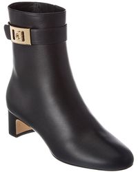 Ferragamo - Ferragamo Hug Buckle Leather Bootie - Lyst