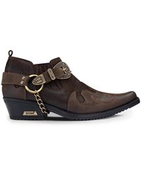 Etor - Leather Western Shoes Snake Pattern Metal Chain - Lyst