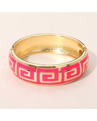 Fashnzfab - Geometric Pattern Hinged Bangle Bracelet - Lyst