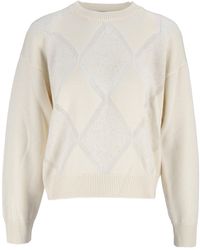 Peserico - Textured Diamond Pattern Knitted Sweater - Lyst